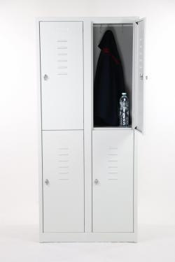 Schließfachschrank, Fächerspind, Stahl-Fächerschrank, 4 Abteile , 2 nebeneinander, 2 übereinander - lichtgrau, 60 cm breit - Preishit sofort lieferbar