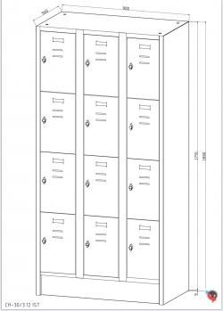 Schließfachschrank, Fächerspind, Stahl-Fächerschrank, 12 Fächer , 4 Fächer übereinander, 3 Fächer nebeneinander, 90 cm breit , sofort lieferbar!!!