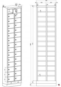 Stahl-Wertfachschrank - Schliessfachschrank - Handyschrank- Kleinfachschrank - 2 Abteile je 15 Fächer übereinander, Gesamt 30 Fächer- lichtgrau-sofort lieferbar