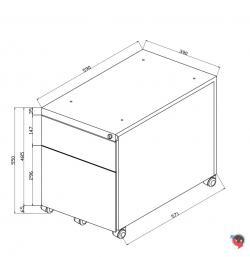 Stahl Rollcontainer- Design - ohne Griffmulde - 1 Schub - 1 Hängeregisterauszug - schwarz - 59 cm tief - Teleskopschiene - Lieferzeit ca.4-6 Wochen  !