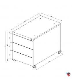 Stahl Rollcontainer- Design - ohne Griffmulde - 3 Schübe - schwarz -60 cm tief - Teleskopschiene - Lieferzeit ca-4-6 Wochen !